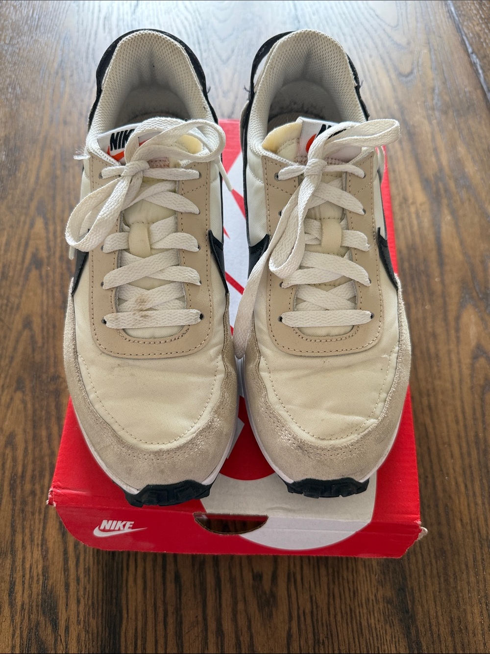 Nike Women's Beige and White Athletic Waffle Sneakers - Picture 2 of 4